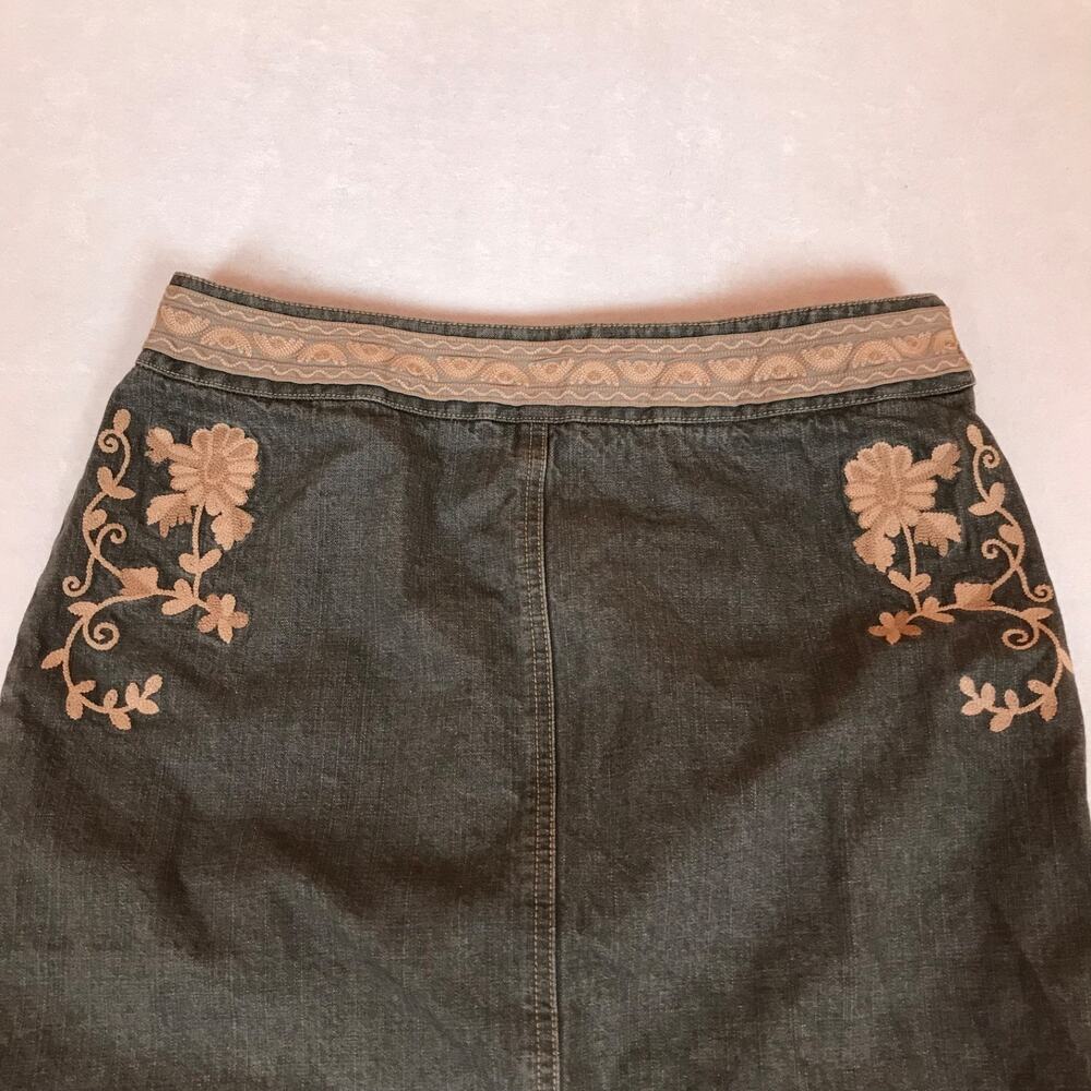 Vintage Y2K WilliSmith Grunge Brocade Paisley Floral Long Cotton Denim Skirt - Picture 3 of 6